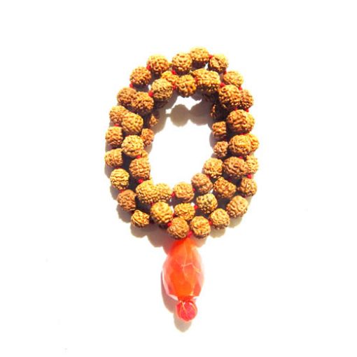 Rudraksha Mala with Carnelian Pendant