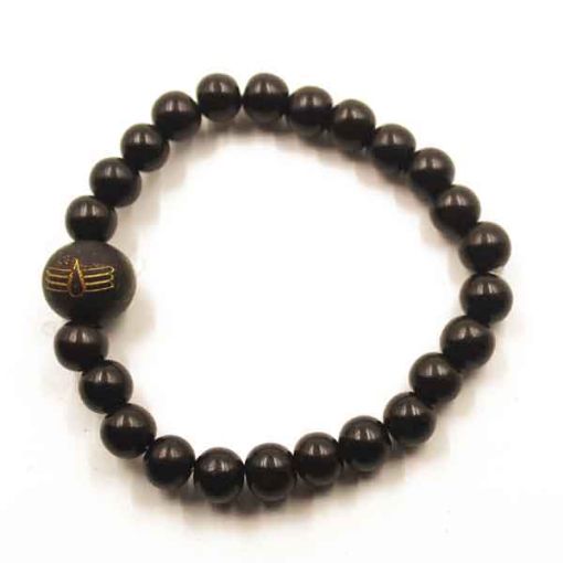 Picture of Ebony Wood Beads Bracelet With Carved Shiva